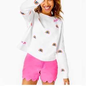 🌈 Lilly Pulitzer Sheridan Sweatshirt Top Pullover Rainbow Lilly Loves Love Sz S